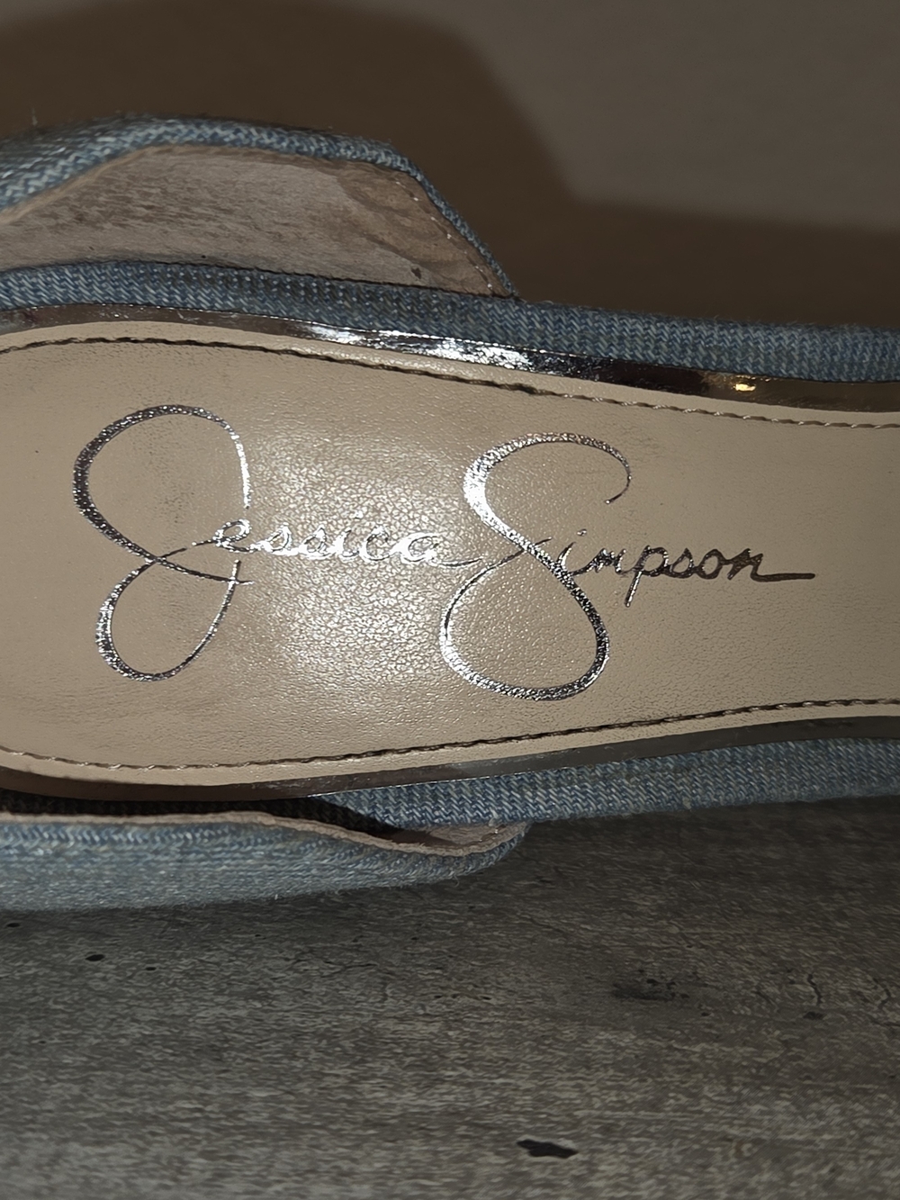 Jessica Simpson Light Blue Denim Platform Heels with Ankle Strap - Picture 6 of 7